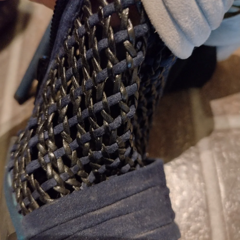 Balenciaga kickass suede leather mesh and bow ankle detail boots size 8 - Picture 5 of 8